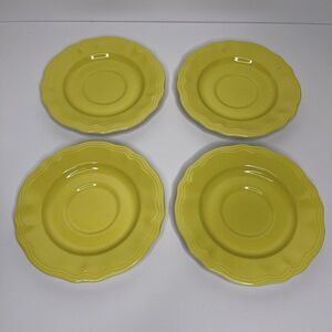 4 Federalist Buttercup Ironstone Saucer Plates Oven Proof Vintage MCM